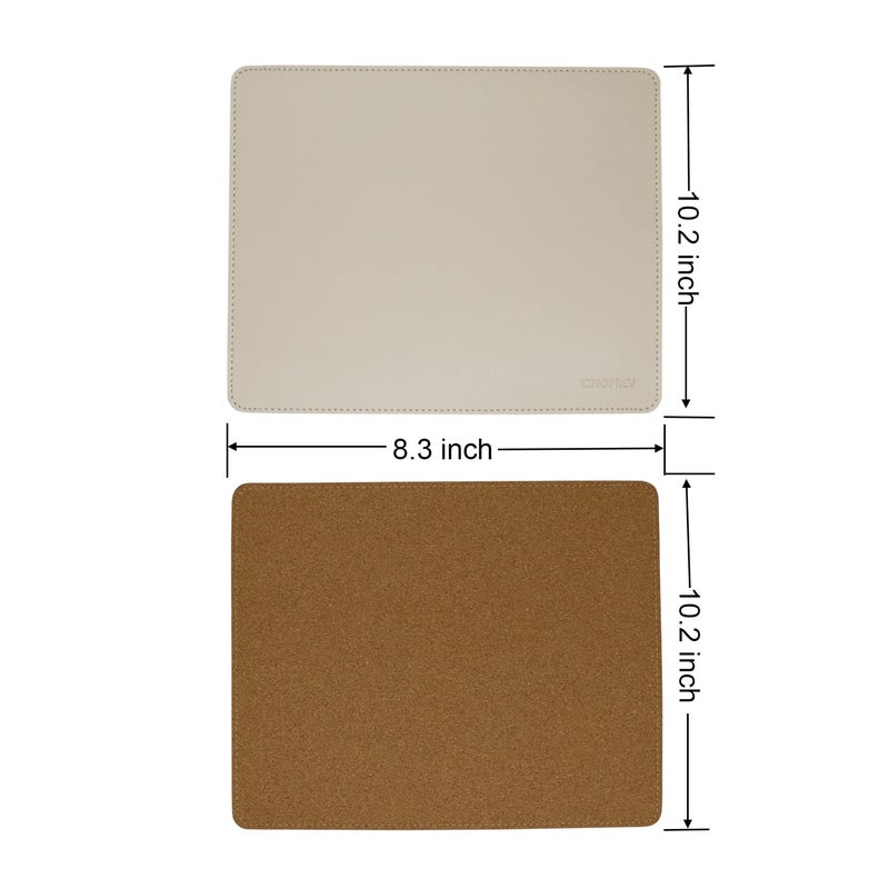 KINOPREV Leather Mouse Pad - Wood Mouse Pads with Stitched Edge PU Non-Slip Mouse Mat Double Side Mousepad Waterproof Gaming Mouse Pad for Desk Laptop Office & Home 10.2"" x 8.3"" 1 Pack (Beige) - Image 3